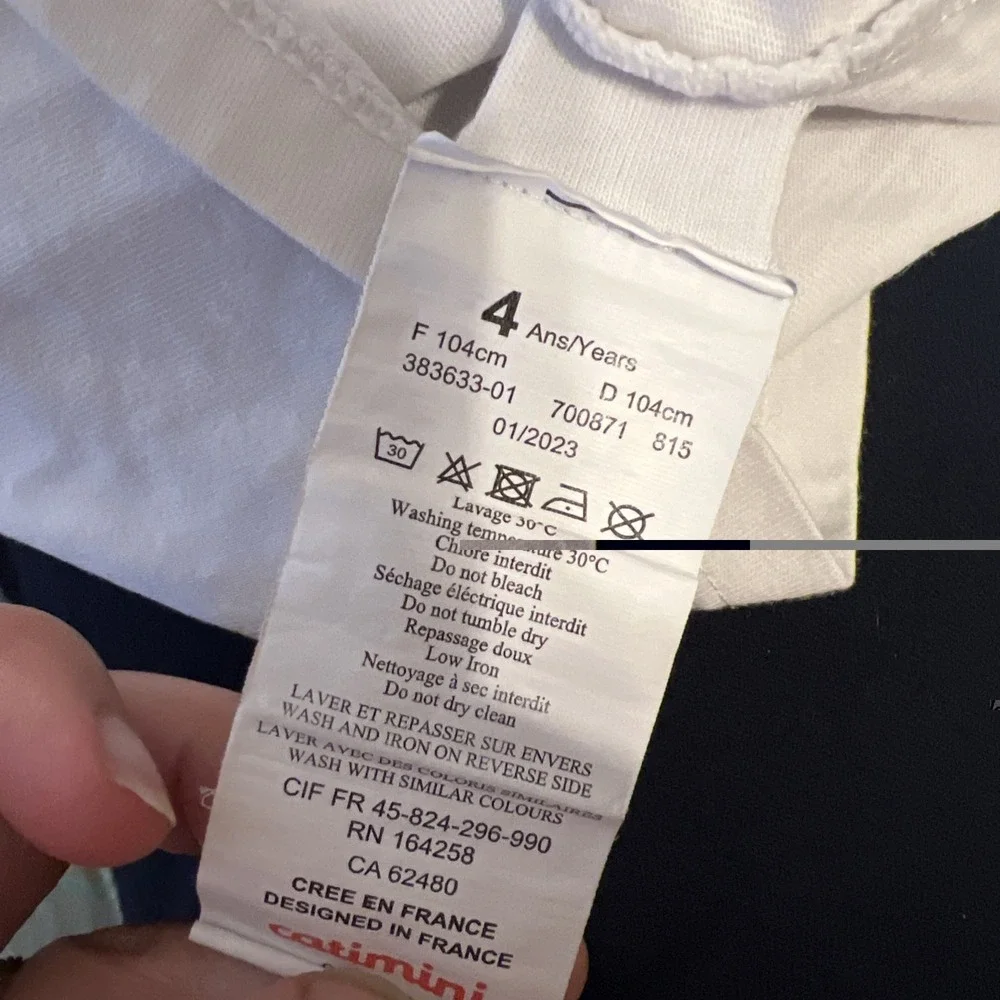 Catimini Girls Tee Shirt White Size 4 Waves And Sun Short Sleeve French‎